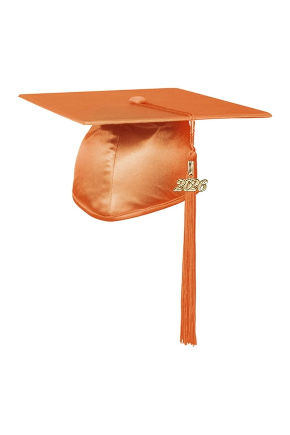 Shiny Orange Graduation Cap  Tassel
