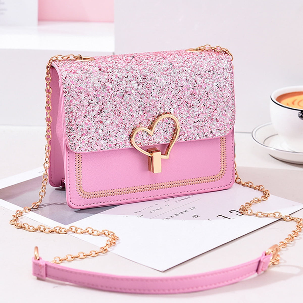 Shiny PU Crossbody Bags Women Shoulder Bag For Teen Girls