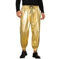 thumbnail image 1 of INSPIRE CHIC Shiny Pants for Men's Elastic Waist Nightclub Party Disco Metallic Pants 36 Golden, 1 of 6
