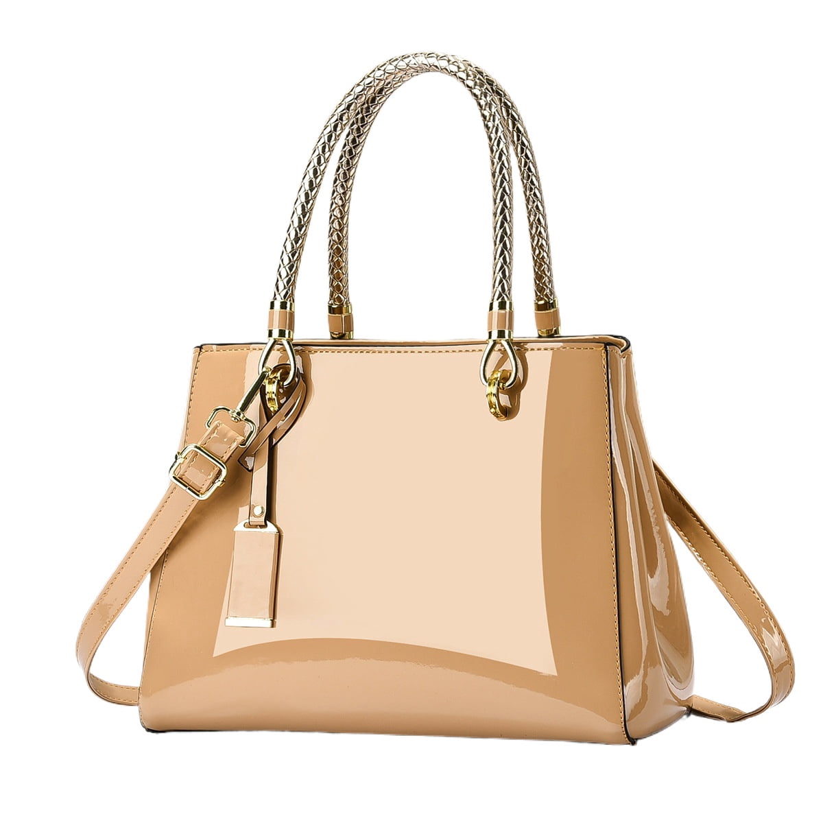 Shiny Patent Leather Crossbody for Women Push Glossy Shoulder Bag Satchel Purses Party Totes Top Handle Bags