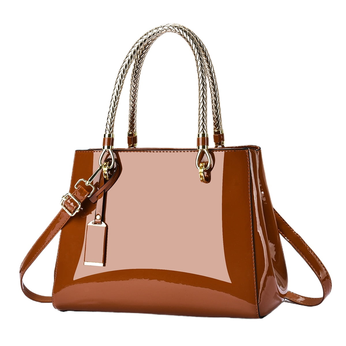 Shiny Patent Leather Crossbody for Women Push Glossy Shoulder Bag Satchel Purses Party Totes Top Handle Bags