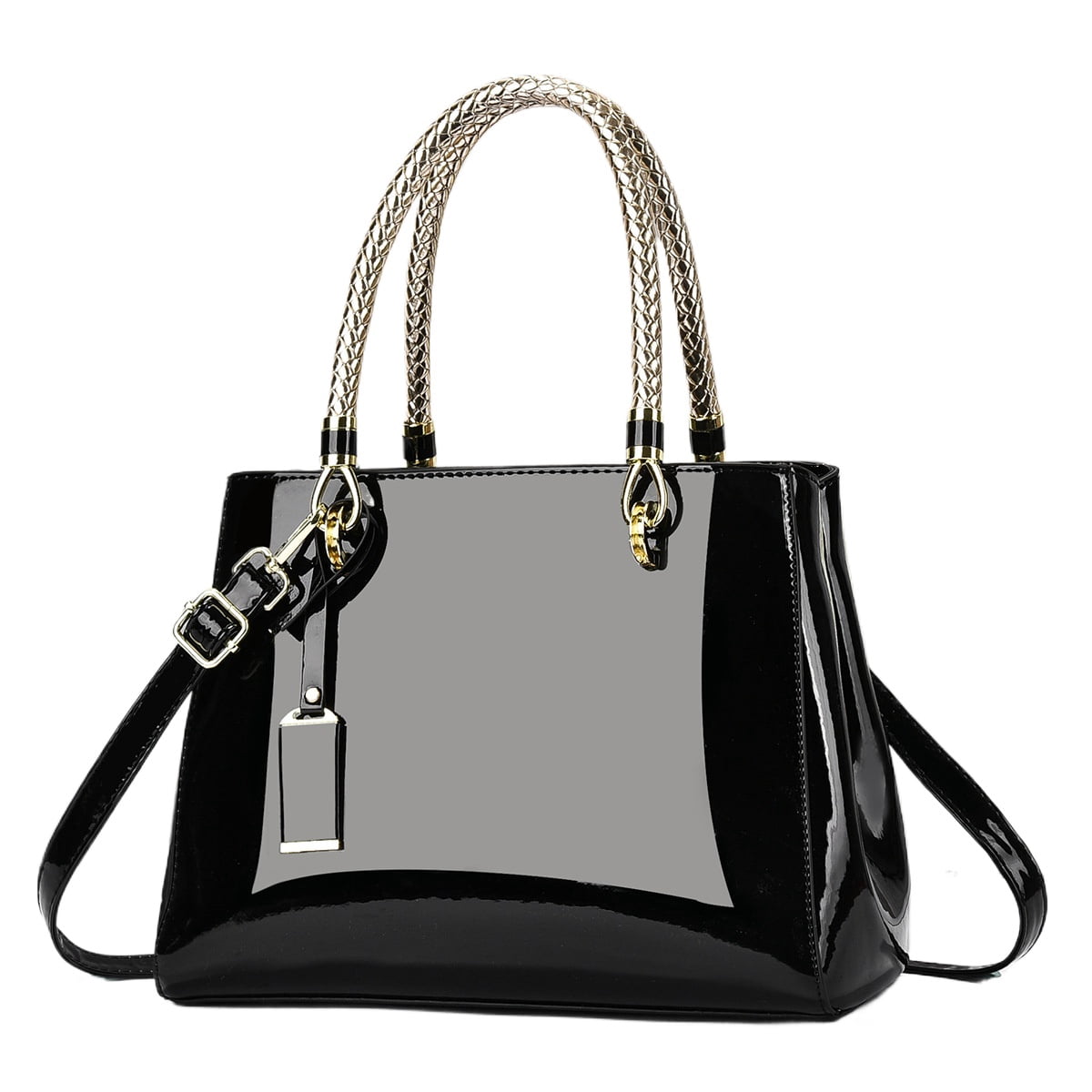 Shiny Patent Leather Crossbody for Women Push Glossy Shoulder Bag Satchel Purses Party Totes Top Handle Bags