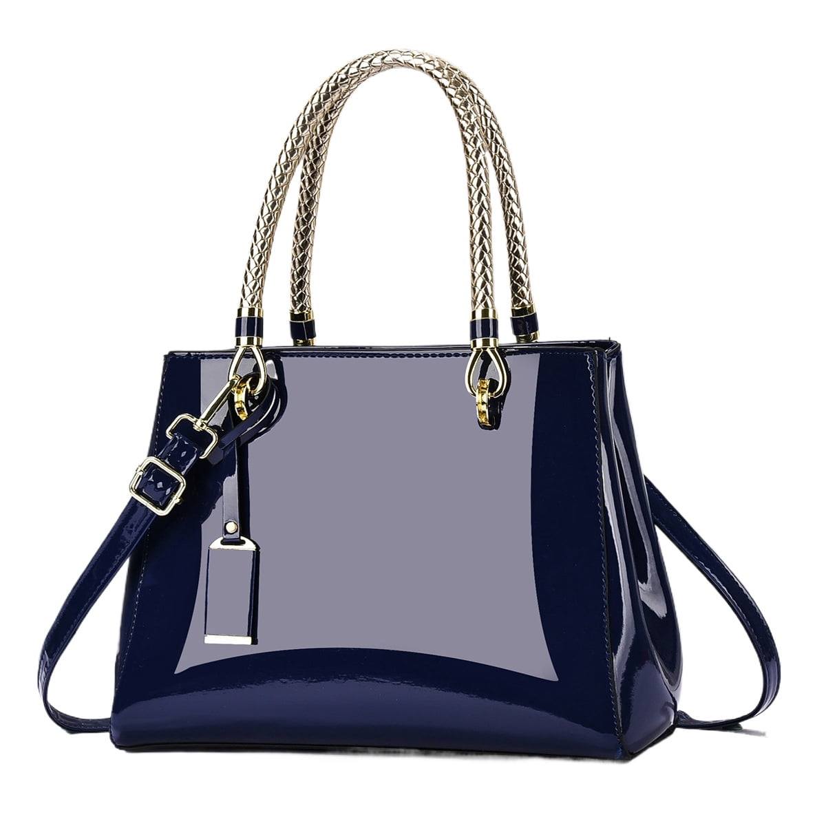 Shiny Patent Leather Crossbody for Women Push Glossy Shoulder Bag Satchel Purses Party Totes Top Handle Bags