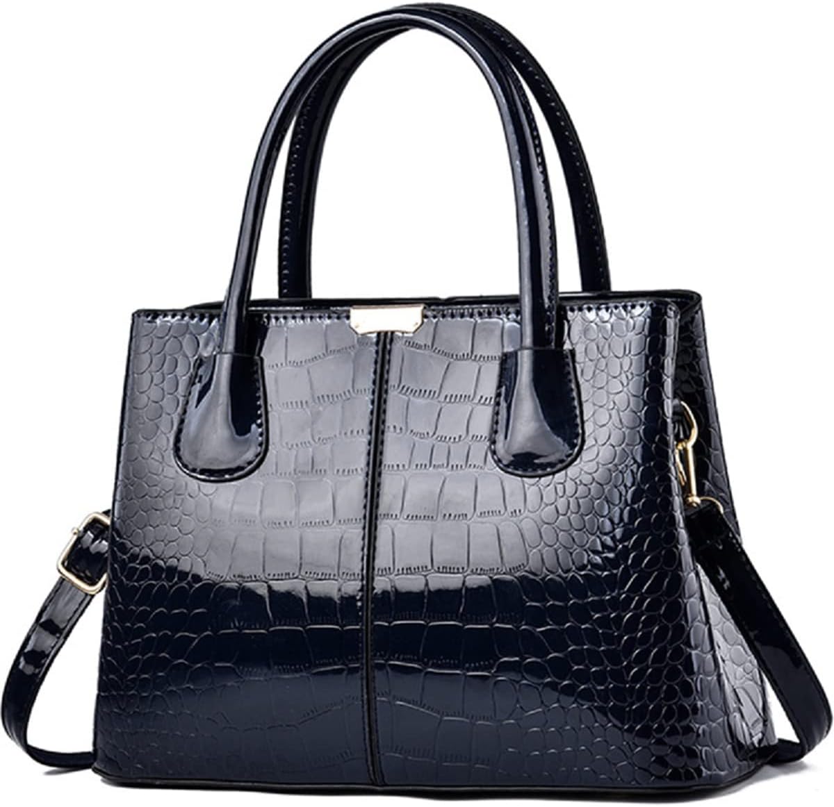 Handbag and Purse for Women Patent Leather Shoulder Bag Crocodile Pattern Top-Handle Satchel Tote Wallet