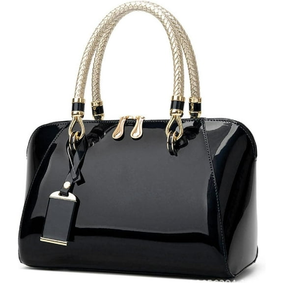 Shiny Patent Women Faux Leather Handbags Crossbody Bag Top Handle Purse Satchel Bag Shoulder Bag