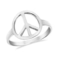 thumbnail image 1 of Shiny Peace Sign "No War" Sterling Silver Ring-7, 1 of 7