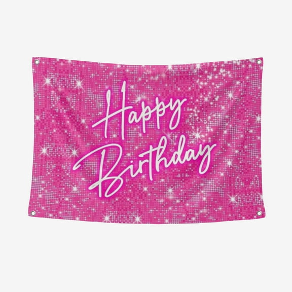 Shiny Pink Neon Happy Birthday Party Backdrop Banner For Birthday Party, Cake Table Banner, Photo Booth, Princess Theme Party Backdrop Decoration Supplies Gifts