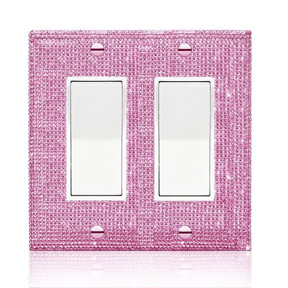 Shiny Pink Rhinestones Light Switch Cover Decorative Outlet Covers Wall Plate Double Toggle Wall Outlet Rhinestone Wall Plate Cover Decorative