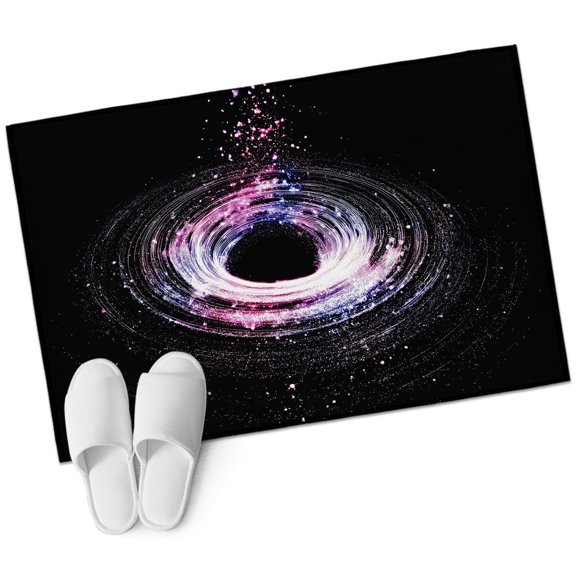 Shiny Pink Starry Night Bathroom Rug Washable 2x3 Entryway Rug Non Slip Abstract Art Cosmic Swirl Front Door Mat Low Pile Indoor Doormat Throw Floor Carpet for Kitchen Bedroom Entrance