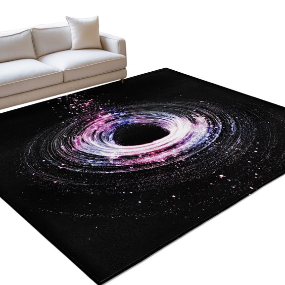 Shiny Pink Starry Night Washable Rug 5x7 Area Rug for Living Room Bedroom Non Slip Indoor Floor Rectangle Carpet Low Pile Large Abstract Art Cosmic Swirl Entryway Rugs for Dining Room Office Home
