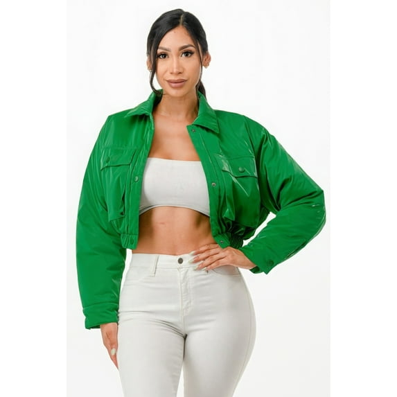 Shiny Puffer Bomber Jacket