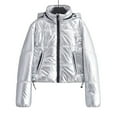 thumbnail image 1 of Shiny Puffer Jacket Women Cropped Zip Up Stand Collar Drawstring Long Sleeve Hooded Down Coat Zipper Pockets Solid Casual Fashion Outerwear Warm Winter Quilted Jackets 2025, 1 of 4