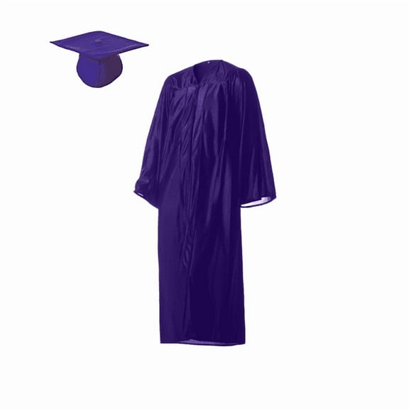 Academic Graduation Cap and Gown Shiny Purple Size 36 (4'2"-4'5")