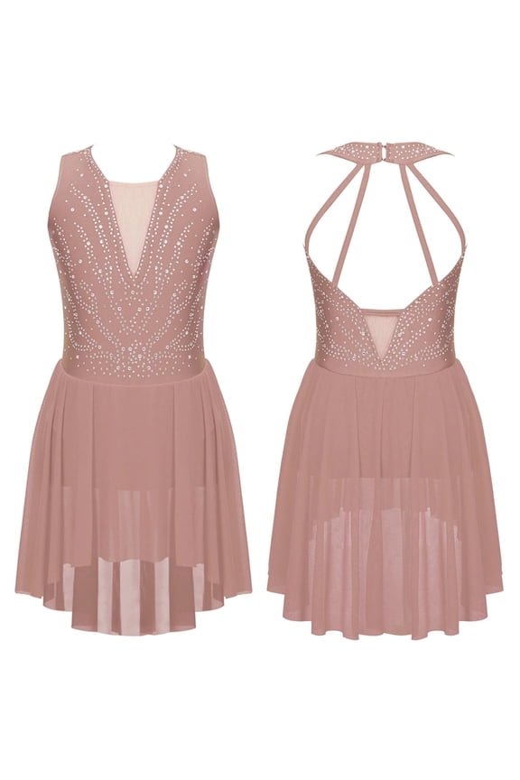 Shiny Rhinestone Artistic Figure Skating Costume Ballet Jersey