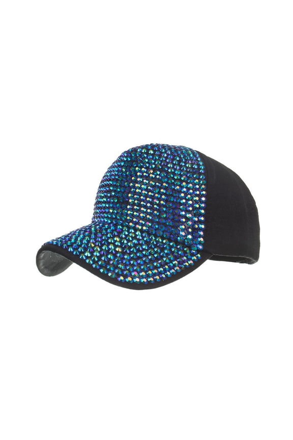 Shiny Rhinestone Baseball Cap for Women Men, Sparkly Crystal Studded Cotton Sun Hat Breathable Adjustable Mens Hat Luxury Bling Performance Ball Cap