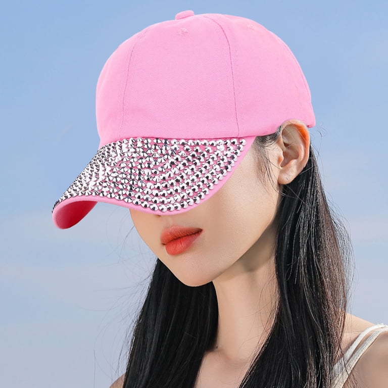 Shiny Rhinestone Brim Baseball Cap for Women Girls  display picture 3