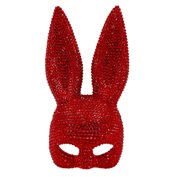 Shiny Rhinestone Bunny Mask,Half Face Glitter Rabbit Mak,Sexy Women Rabbit Masks for Halloween Christmas Carnival