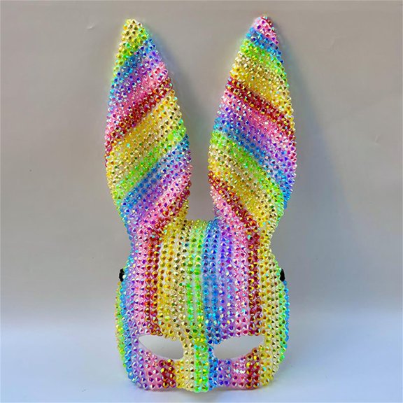 Shiny Rhinestone Bunny Mask,Half Face Glitter Rabbit Mak,Sexy Women Rabbit Masks for Halloween Christmas Carnival