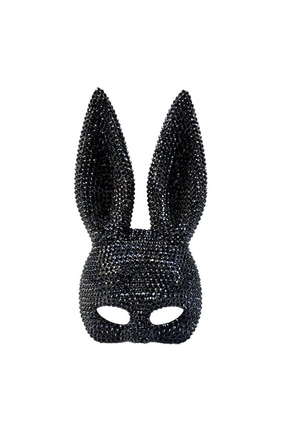 Shiny Rhinestone Bunny Mask,Half Face Glitter Rabbit Mak,Sexy Women Rabbit Masks for Halloween Christmas Carnival