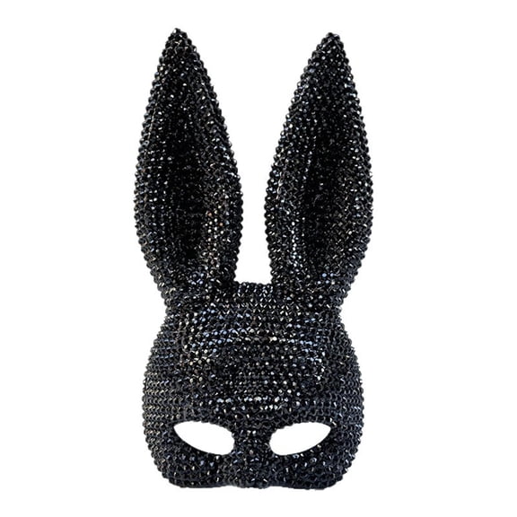 Shiny Rhinestone Bunny Mask,Half Face Glitter Rabbit Mak,Sexy Women Rabbit Masks for Halloween Christmas Party