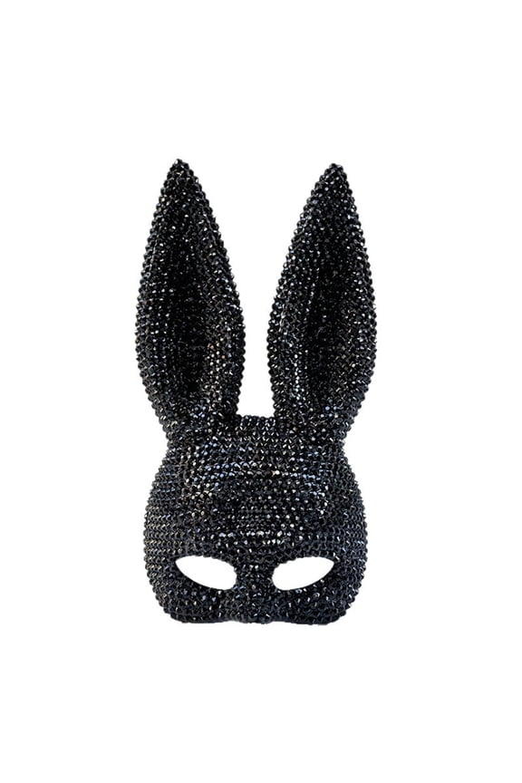 Shiny Rhinestone Bunny Mask,Half Face Glitter Rabbit Mak,Sexy Women Rabbit Masks for Halloween Christmas Party