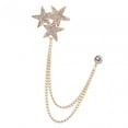 thumbnail image 1 of Shiny Rhinestone Five Pointed Star Brooch Pin Badge Stylish Men's Brooch Pin Gold, 1 of 8