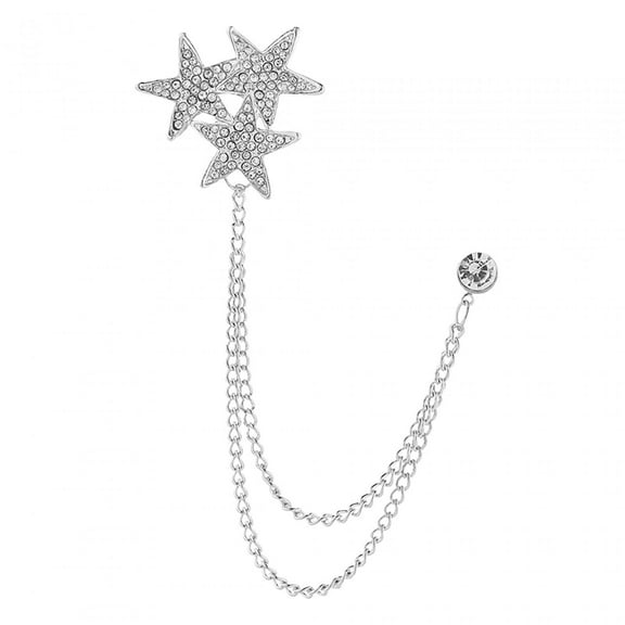Shiny Rhinestone Five Pointed Star Brooch Pin Badge Stylish Men's Brooch Pin