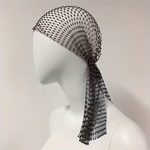 Shiny Rhinestone Mesh Headscarf Headband - Wide Elastic Durag Hair Accessory for Women, Perfect for Parties and Daily Wear