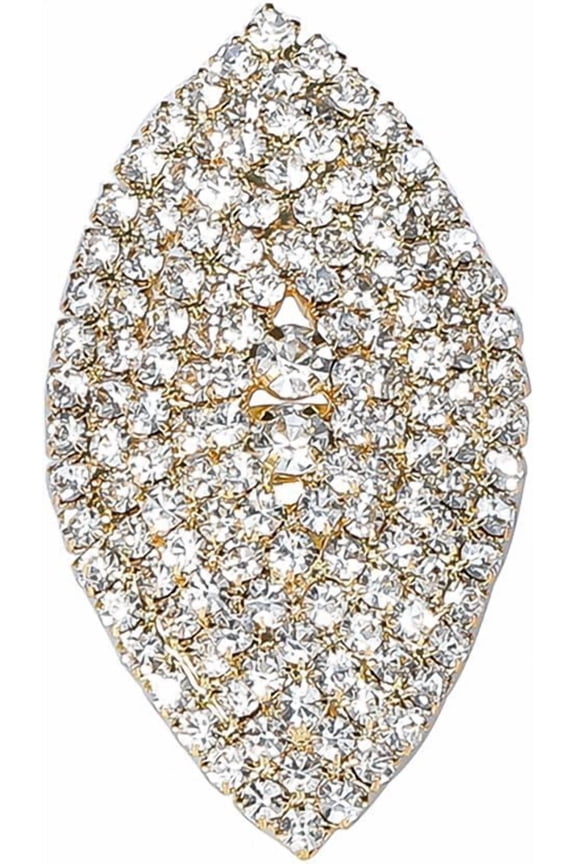 Shiny Rhinestone Ring Bohemian Thick Big Elliptical Statement Geometry Ring Imitation Adjustable Crystal Band Ring Wedding Party Prom Ring for Women