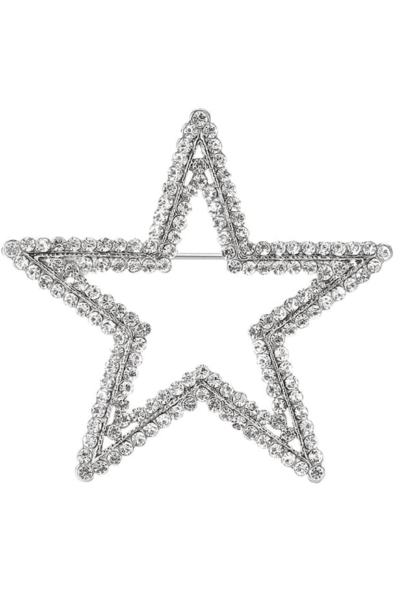 Shiny Rhinestone Star Brooch Pin for Women Men Corsage Brooches Lapel Pins Scarf Shawl Clip Bouquet Badge Boutonniere Corsage Dainty Accessories for Wedding Party Jewelry