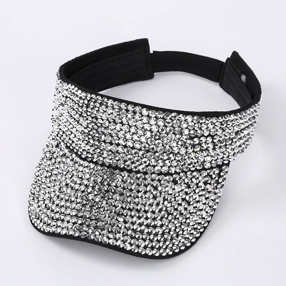 Shiny Rhinestones Sport Sun Visor Adjustable Summer Visor Caps (BK1 One Size)