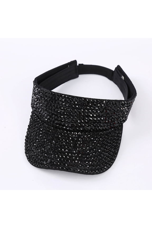 Shiny Rhinestones Sport Sun Visor Adjustable Summer Visor Caps (BK3 One Size)