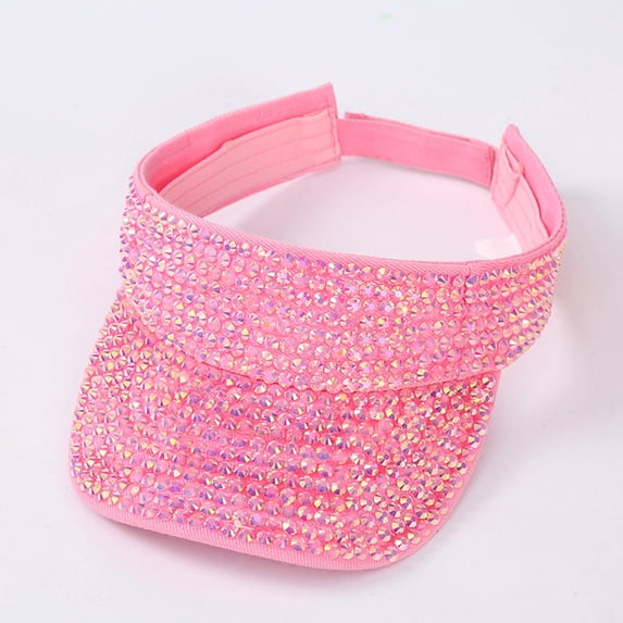 Shiny Rhinestones Sport Sun Visor Adjustable Summer Visor Caps (RD1 One Size)
