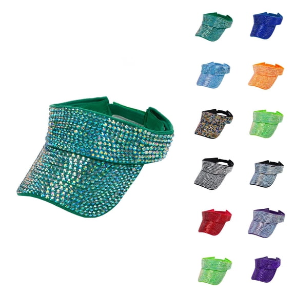 Shiny Rhinestones Sun Visor Hat for Men Women Summer Adjustable Visor Caps