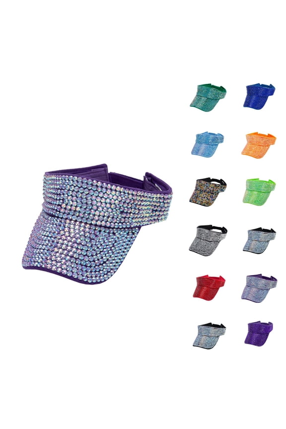 Shiny Rhinestones Sun Visor Hat for Men Women Summer Adjustable Visor Caps