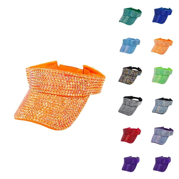 Shiny Rhinestones Sun Visor Hat for Men Women Summer Adjustable Visor Caps