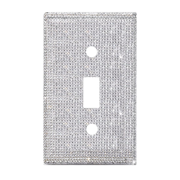 Shiny Rhinestones Wall Plate Light Switch Cover, Decorative Bling Outlet Cover for Bedroom, Living Room, Glam Home Accent, Standard Size Easy Install, 1 Set of Switch Cover with Screws