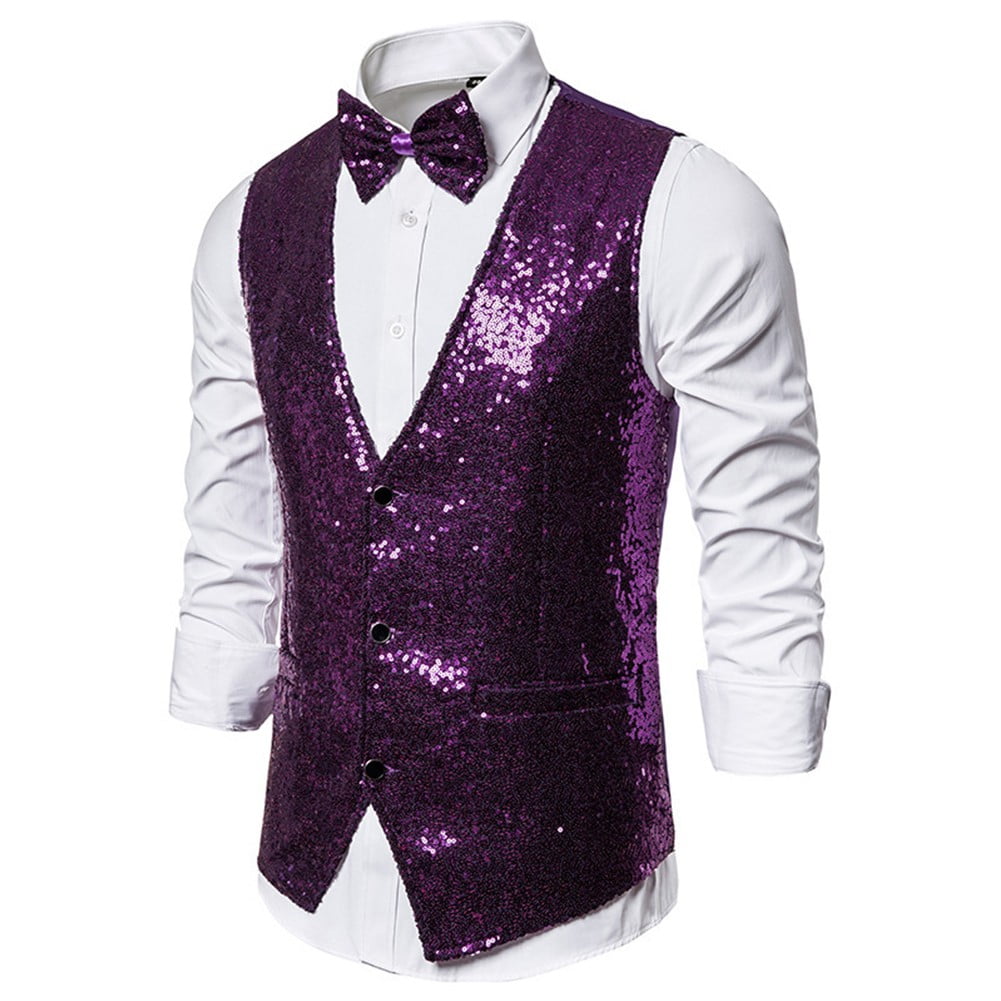 Shiny Royal Blue Sequin Dress Vests Men Slim Fit V Neck Glitter Tuxedo Waistcoat Walmart
