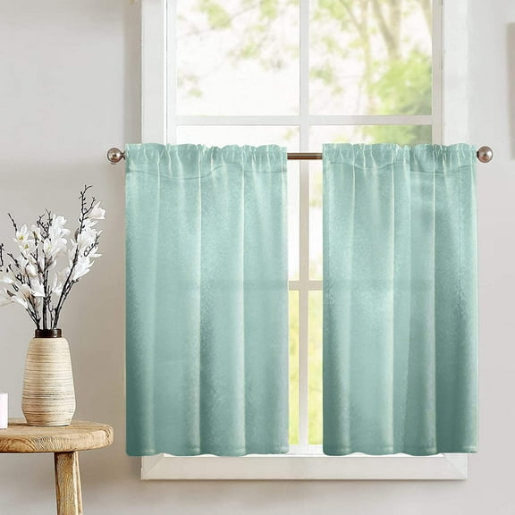 Shiny Satin Solid Café Tier Curtains Window Treatment Kitchen Home Décor