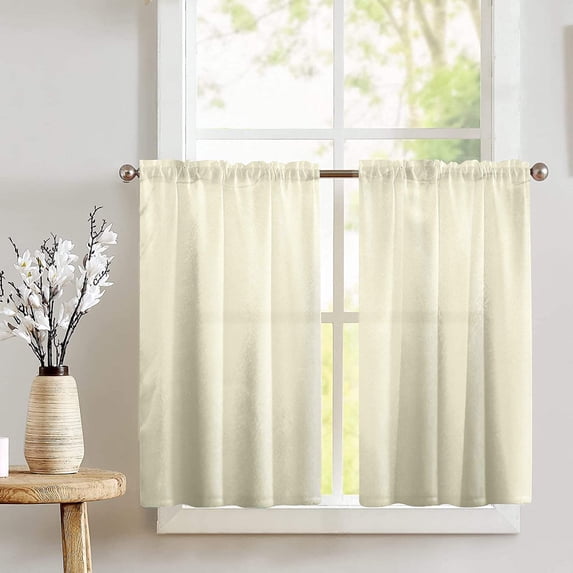 Shiny Satin Solid Café Tier Curtains Window Treatment Kitchen Home Décor