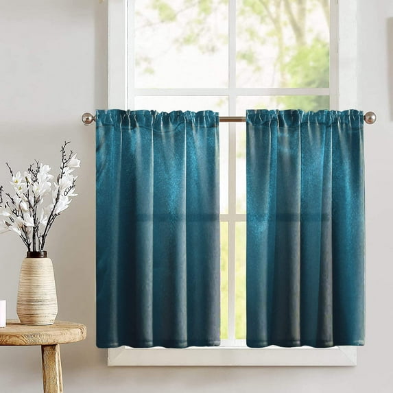 Shiny Satin Solid Café Tier Curtains Window Treatment Kitchen Home Décor