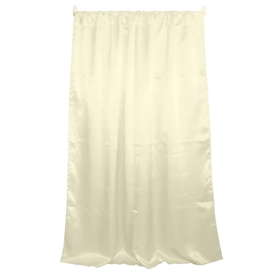 Shiny Satin Solid Single Curtain Panel Drapery 58 Inch Wide Ivory