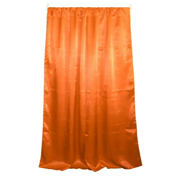 Shiny Satin Solid Single Curtain Panel Drapery 58 Inch Wide Orange