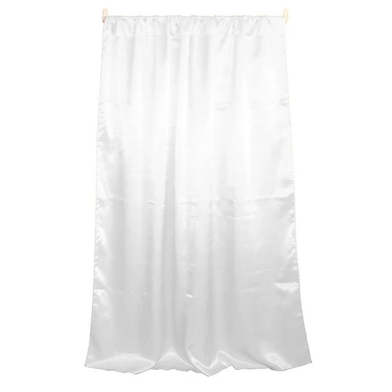 Shiny Satin Solid Single Curtain Panel Drapery 58 Inch Wide White
