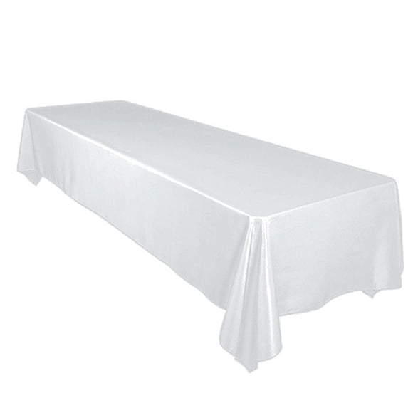Shiny Satin Solid Tablecloth White