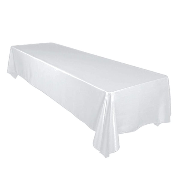 Shiny Satin Solid Tablecloth White
