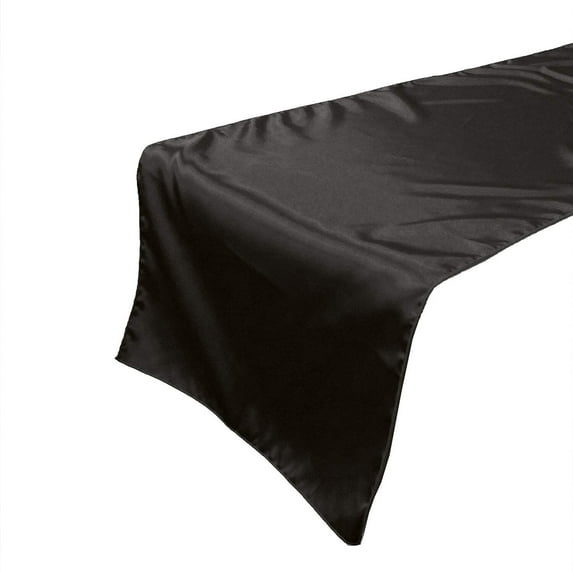 Shiny Satin Table Runner Solid Black