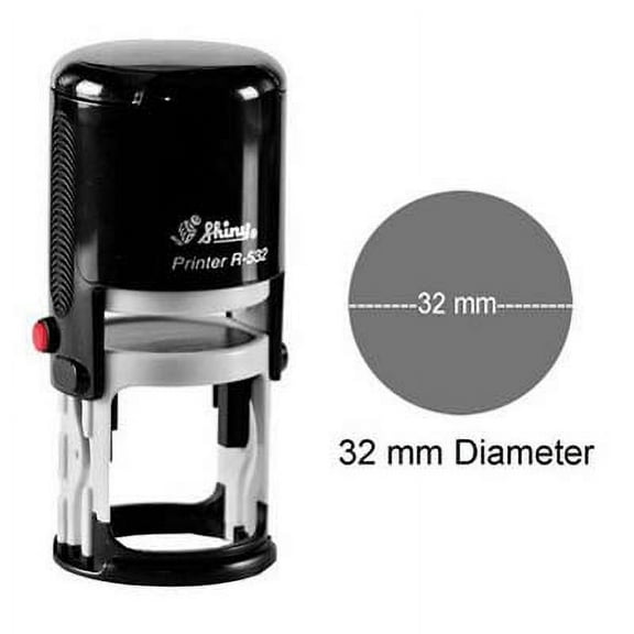 Shiny Self Inking Rubber Stamp Custom Round Logo Stamper Personalized 32 mm