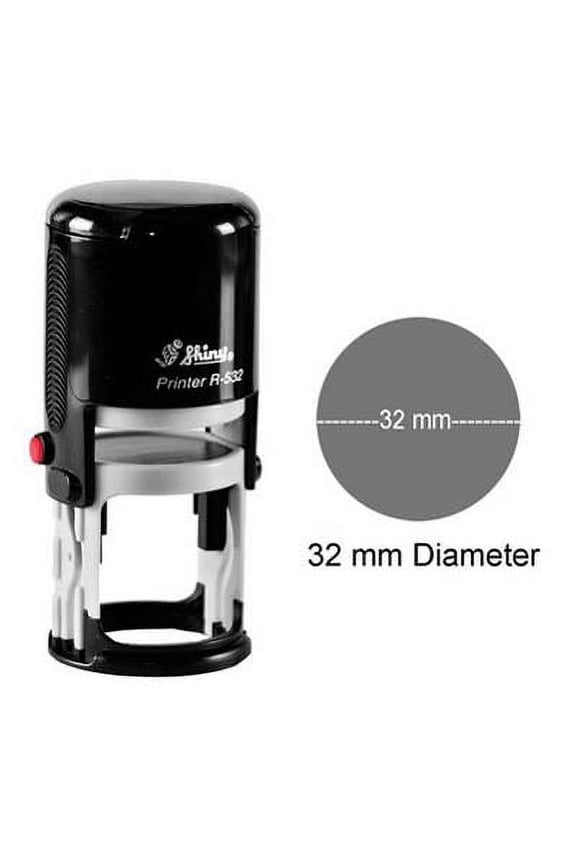 Shiny Self Inking Rubber Stamp Custom Round Logo Stamper Personalized 32 mm