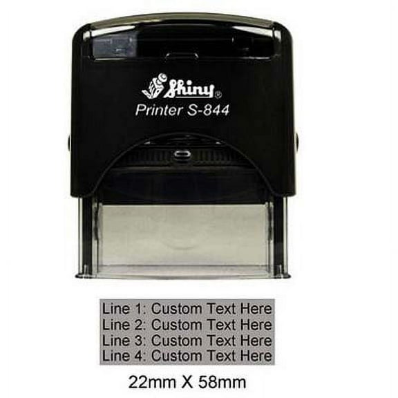 Shiny Self Inking Rubber Stamp With Upto 4 Lines Of Custom Text 22 x 58mm